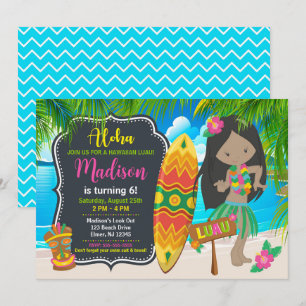 Aloha Hawaïaans Luau Tropisch Meisje Verjaardagsfe Kaart