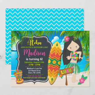 Aloha Hawaïaans Luau Tropisch Meisje Verjaardagsfe Kaart