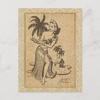 Aloha Hawaïaans Meisje 1 Vintage Reproductie Briefkaart