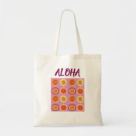 Aloha Hawaïaans Retro Fruit Roze Tote Bag (Voorkant)