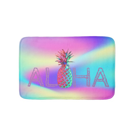 Aloha Hawaiaanse Ananas Holografisch Badmat (Voorkant)