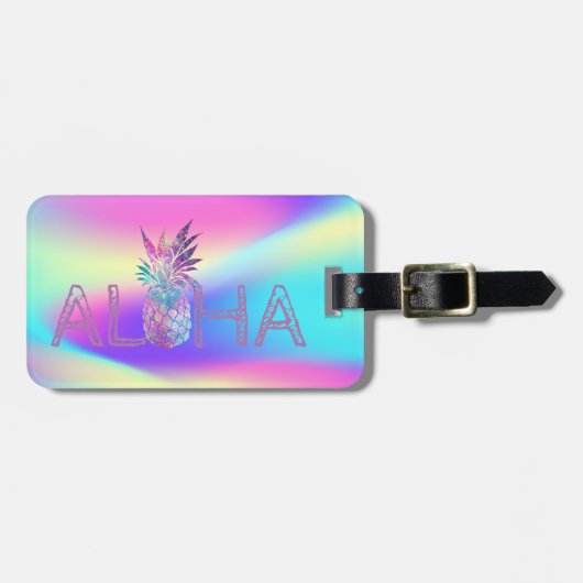 Aloha Hawaïaanse Ananas Holografisch Bagagelabel (Voorkant horizontaal)
