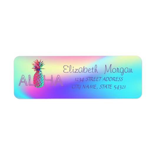Aloha Hawaiaanse Ananas Holografisch Etiket (Voorkant)