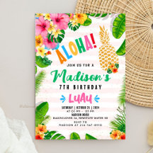 Aloha Hawaïaanse Ananas Verjaardagsfeest Uitnodigi