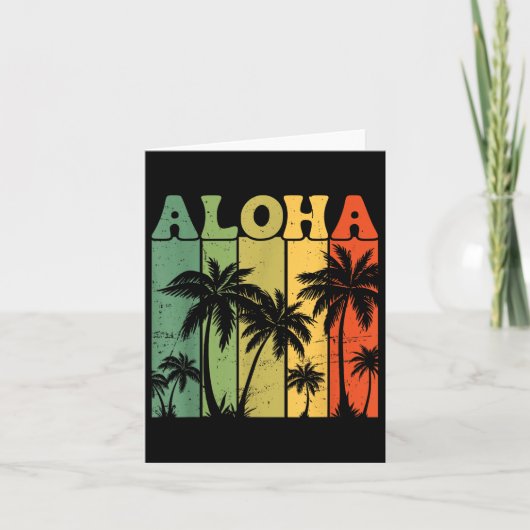 Aloha Hawaïaanse Eiland Palmboom Surfplank Strand Kaart (Voorkant)