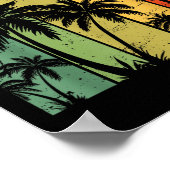 Aloha Hawaïaanse Eiland Palmboom Surfplank Strand Poster (Hoek)