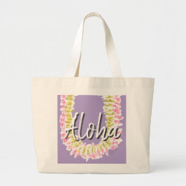 Aloha Hawaïaanse Plumeria Lei Elegante Bloemige Pa Grote Tote Bag
