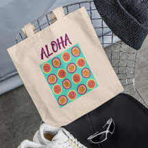 Aloha Hawaïaanse Retro Fruit Turquoise Boodschappe