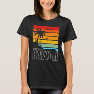 Aloha Hawaïaanse strandpalmboom zomer retro Honol T-shirt