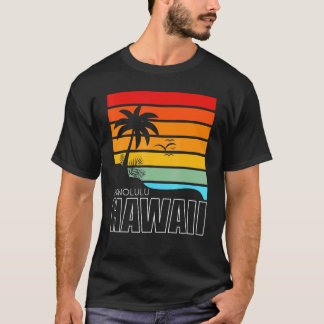Aloha Hawaïaanse strandpalmboom Zomer Retro Honol T-shirt