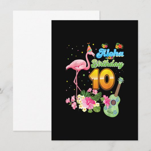 Aloha Hawaii 10e verjaardag 10 jaar oude Flamingo  Kaart (Voorkant / Achterkant)
