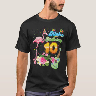Aloha Hawaii 10e verjaardag 10 jaar oude Flamingo T-shirt