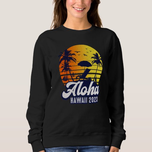 Aloha Hawaii 2023 Hawaiian Sunset Beach Retro Prem Trui (Voorkant)