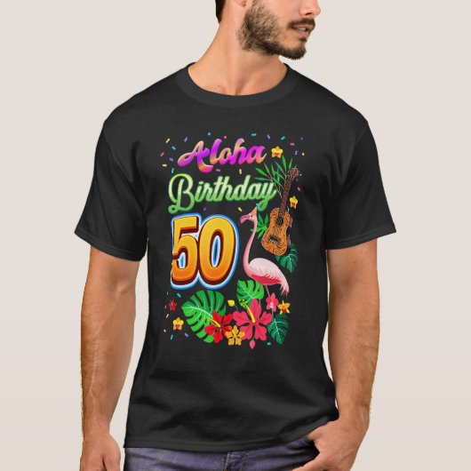 Aloha Hawaii 50 jaar oude dag 50 dagen durende blo T-shirt (Voorkant)