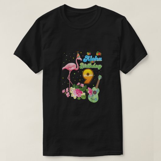 Aloha Hawaii 9e verjaardag 9 jaar oude Flamingo Ha T-shirt (Design voorkant)