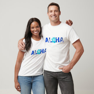 Aloha Hawaii Batik Hibiscus Tropisch Eiland Blues T-shirt