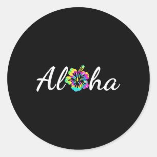Aloha Hawaii Beach Hawaiian Island Tie Dye Surfboa Ronde Sticker
