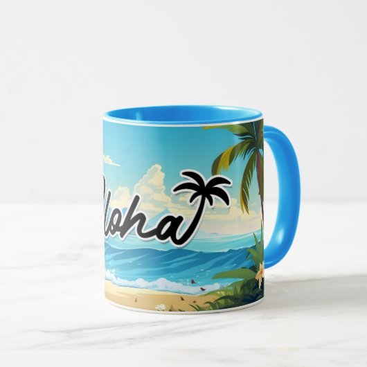 Aloha Hawaii Beach Souvenir Koffie Mok (Voorkant rechts)