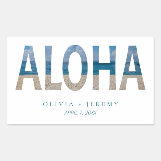 Aloha Hawaii Beach Tropische bruiloft Welkom Rechthoekige Sticker (Voorkant)