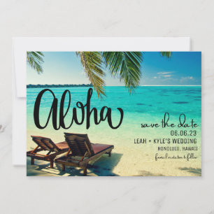 Aloha Hawaii Beach Wedding Bewaar de datum Save The Date