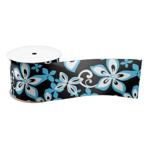 ALOHA HAWAII (BLACK/BLUE) SATIN RIBBON SATIJNEN LINT