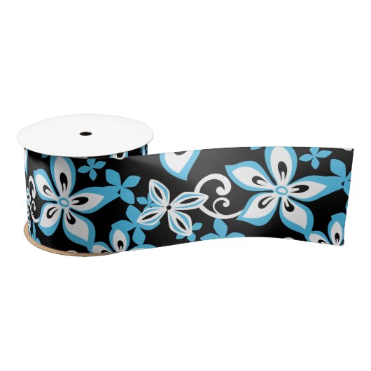 ALOHA HAWAII (BLACK/BLUE) SATIN RIBBON SATIJNEN LINT (Spoel)
