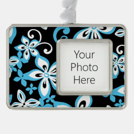 ALOHA HAWAII (BLACK/BLUE) VERZILVERD OMLIJST ORNAMENT