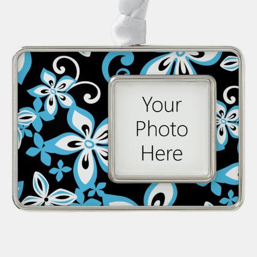 ALOHA HAWAII (BLACK/BLUE) VERZILVERD OMLIJST ORNAMENT (Voorkant)