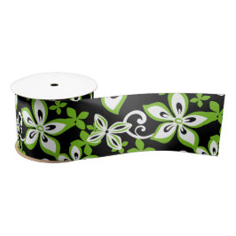 ALOHA HAWAII (BLACK/LIMOEN) SATIN RIBBON SATIJNEN LINT