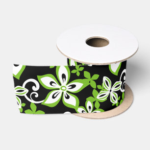 ALOHA HAWAII (BLACK/LIMOEN) SATIN RIBBON SATIJNEN LINT