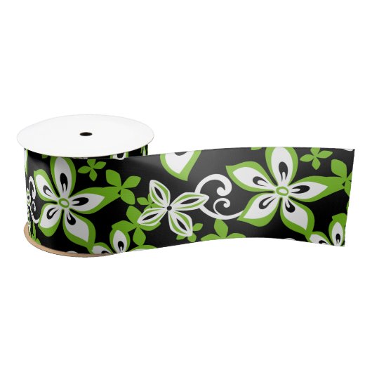 ALOHA HAWAII (BLACK/LIMOEN) SATIN RIBBON SATIJNEN LINT (Spoel)