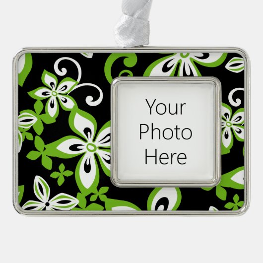 ALOHA HAWAII (BLACK/LIMOEN) VERZILVERD OMLIJST ORNAMENT (Voorkant)