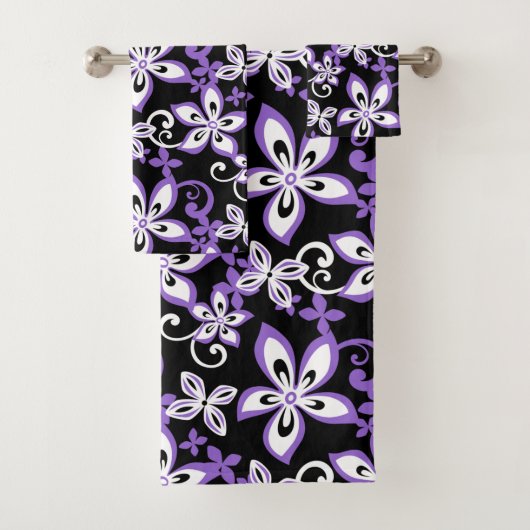ALOHA HAWAII (BLACK/PAARS) BATH TOWEL SET BAD HANDDOEK (Insitu)