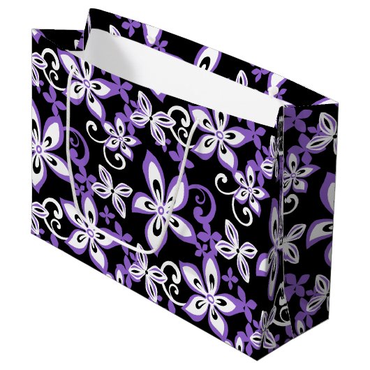 ALOHA HAWAII (BLACK/PAARS) Gift Bag Groot Cadeauzakje (Voorkant Gekanteld)