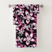 ALOHA HAWAII (BLACK/PINK) BATH TOWEL SET BAD HANDDOEK (Insitu)