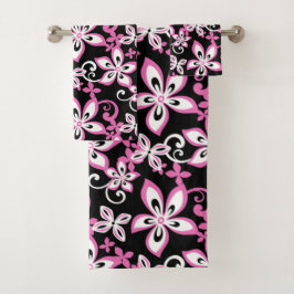 ALOHA HAWAII (BLACK/PINK) BATH TOWEL SET BAD HANDDOEK