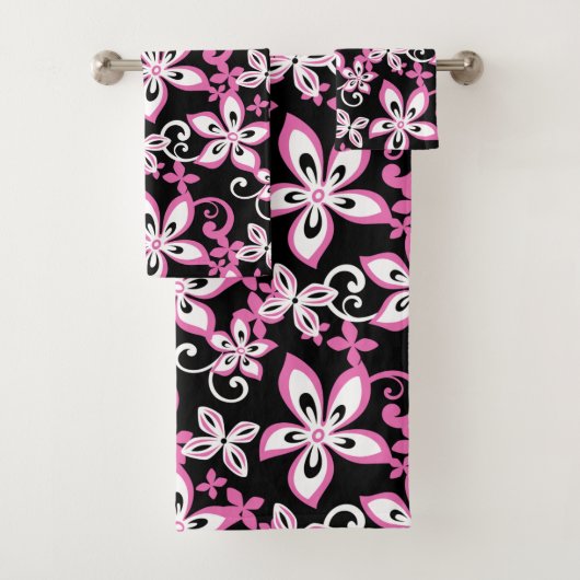 ALOHA HAWAII (BLACK/PINK) BATH TOWEL SET BAD HANDDOEK (Insitu)