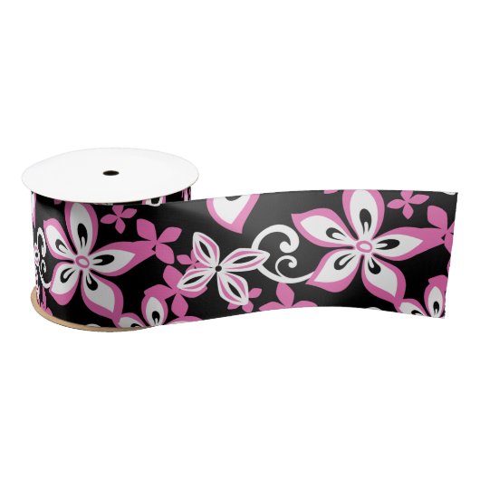 ALOHA HAWAII (BLACK/PINK) SATIN RIBBON SATIJNEN LINT (Spoel)