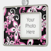 ALOHA HAWAII (BLACK/PINK) VERZILVERD OMLIJST ORNAMENT (Links)
