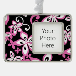 ALOHA HAWAII (BLACK/PINK) VERZILVERD OMLIJST ORNAMENT