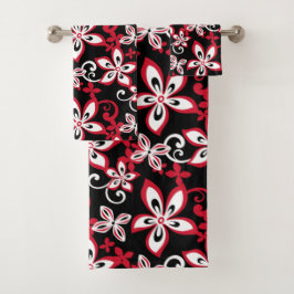 ALOHA HAWAII (BLACK/RED) BATH TOWEL SET BAD HANDDOEK