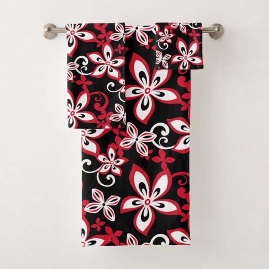ALOHA HAWAII (BLACK/RED) BATH TOWEL SET BAD HANDDOEK (Insitu)