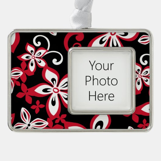 ALOHA HAWAII (BLACK/RED) VERZILVERD OMLIJST ORNAMENT (Voorkant)