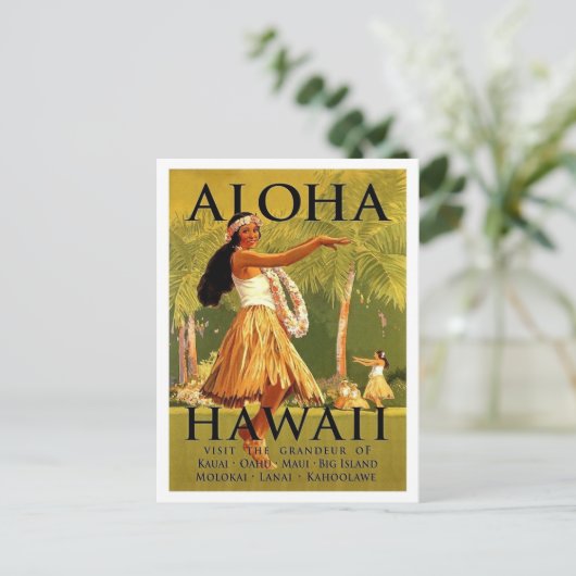 Aloha Hawaii, dans voor een meisje met een romp, v Briefkaart (Staand voorkant)