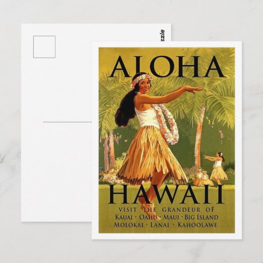 Aloha Hawaii, dans voor een meisje met een romp, v Briefkaart (Voorkant / Achterkant)