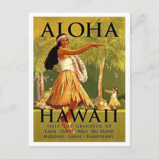 Aloha Hawaii, dans voor een meisje met een romp, v Briefkaart (Voorkant)
