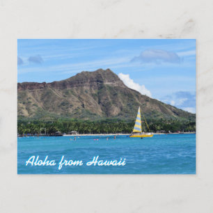 Aloha Hawaii Duamond Head Waikiki Beach Ocean Briefkaart