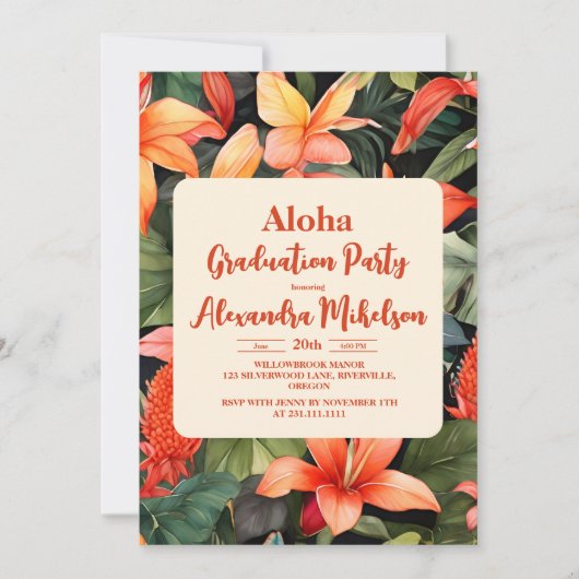 Aloha Hawaii Hawaii Island Graduation Party Kaart (Voorkant)