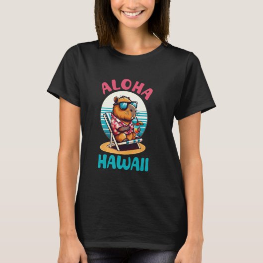 Aloha Hawaii Hawaiian Island Capybara Shirt Beach (Voorkant)