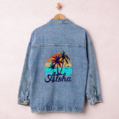 Aloha Hawaii Hawaiian Island Palm Beach Surfboard Denim Jacket (Hangar)